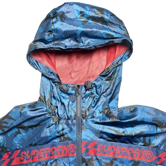 Superdry | Men | Hawk Color Block Cagoule Royal Camo Hooded Jacket | Size Small - Picture 11 of 16